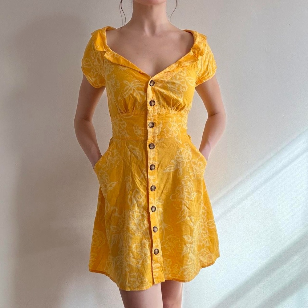 Free People “A Thing Called Love Mini Dress” in Yellow - 6
